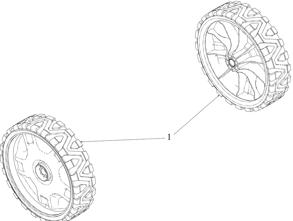 Front And Rear Wheels Diagram and Parts List for SC100 (11AA92J710)(2016) Cub Cadet Lawn Mower